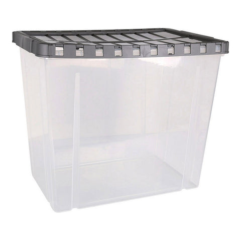 Aufbewahrungsbox mit Deckel Double Durchsichtig Anthrazit (80 L)