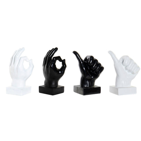 Deko-Figur DKD Home Decor 14 x 9 x 21 cm Schwarz Weiß Hand (4 Stück)