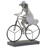 Deko-Figur DKD Home Decor 27 x 12 x 31 cm Damen Silberfarben Fahrrad Weiß