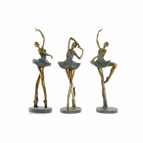 Deko-Figur DKD Home Decor 15 x 10 x 43 cm Grau Gold Ballett-Tänzerin (3 Stück)