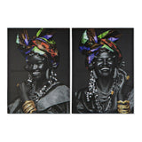 Bild DKD Home Decor S3013642 Leinwand Afrikanerin Kolonial (50 x 1,8 x 70 cm) (2 Stück)