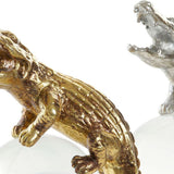Deko-Figur DKD Home Decor 15 x 11 x 23 cm Kristall Silberfarben Gold Harz Krokodil
