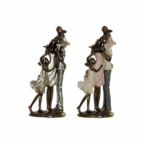 Deko-Figur DKD Home Decor 12,5 x 10,5 x 28 cm Rosa Kupfer Familie (2 Stück)