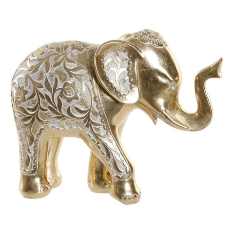 Deko-Figur DKD Home Decor 28,5 x 11,5 x 22,5 cm Elefant Gold Harz Kolonial