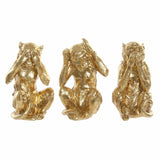 Deko-Figur DKD Home Decor 13 x 11 x 19,5 cm Gold Harz Kolonial Affe (3 Stücke)