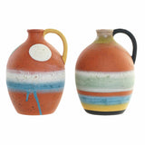 Vase DKD Home Decor 14,5 x 14 x 20 cm Terrakotta Bunt (2 Stück)