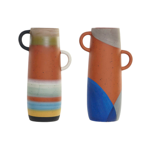 Vase DKD Home Decor S3020390 16,5 x 9,2 x 26 cm Terrakotta Bunt (2 Stück)