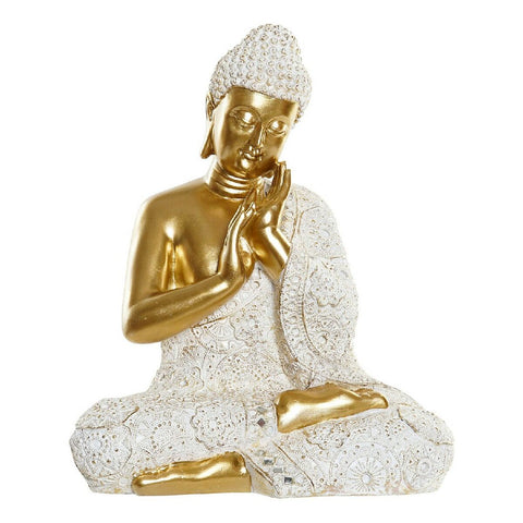 Deko-Figur DKD Home Decor Gold Buddha Weiß Harz Orientalisch (33 x 21,7 x 40,3 cm)