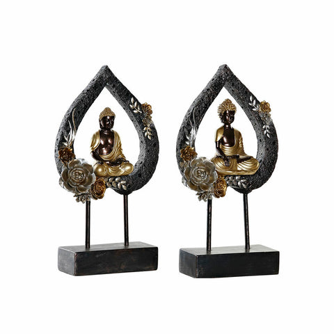 Deko-Figur DKD Home Decor Silberfarben Gold Metall Buddha Kupfer Harz Orientalisch (19 x 7,7 x 35 cm) (2 Stück)