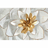 Wanddekoration DKD Home Decor Blume Gold Metall Weiß (60 x 9 x 60 cm)