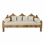Sofa DKD Home Decor Beige Polyester Weiß Mango-Holz (190 x 77 x 90 cm)