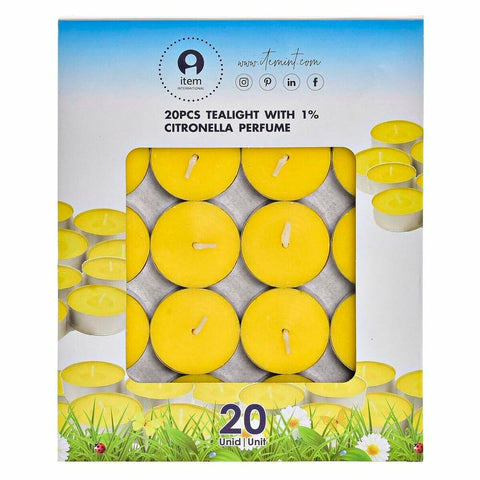 Kerzen-Set DKD Home Decor Zitronella 20 Stück Silberfarben Metall Gelb Wachs (3,5 x 3,5 x 1 cm)