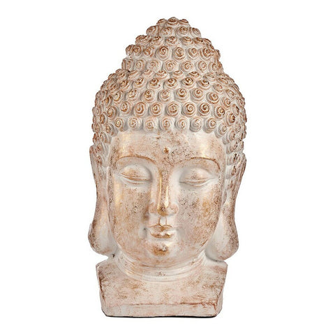 Dekorative Gartenfigur Buddha Kopf Gold Weiß Polyesterharz (35 x 65,5 x 38 cm)