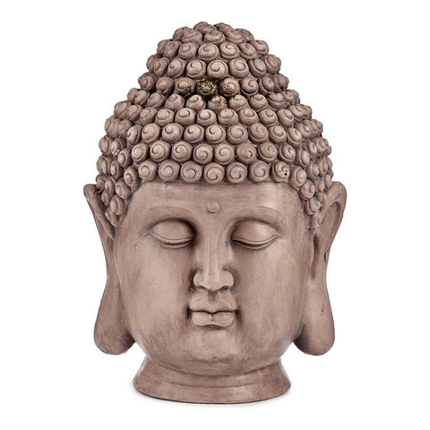 Dekorative Gartenfigur Buddha Kopf Grau Polyesterharz (31,5 x 50,5 x 35 cm)