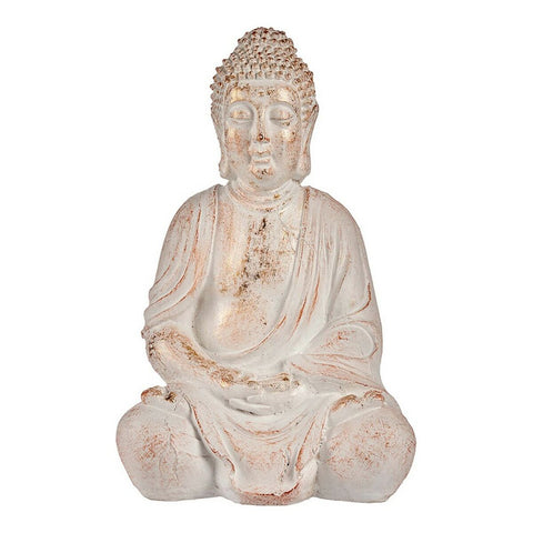 Dekorative Gartenfigur Buddha Gold Weiß Polyesterharz (24,5 x 50 x 31,8 cm)