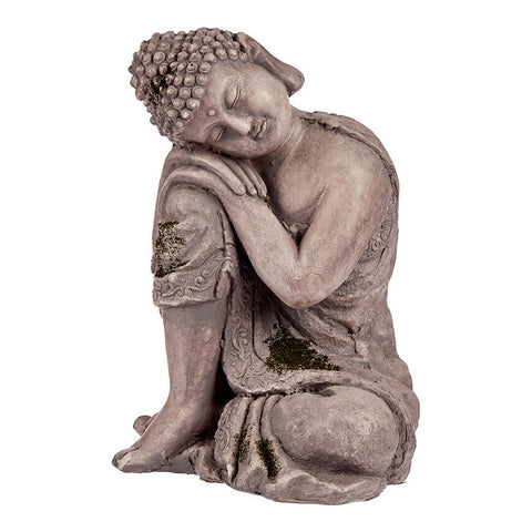 Dekorative Gartenfigur Buddha Grau Polyesterharz (23 x 34 x 28 cm)