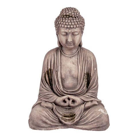 Dekorative Gartenfigur Buddha Grau Polyesterharz (22,5 x 40,5 x 27 cm)