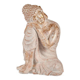 Dekorative Gartenfigur Buddha Gold Weiß Polyesterharz (35,5 x 54,5 x 42 cm)