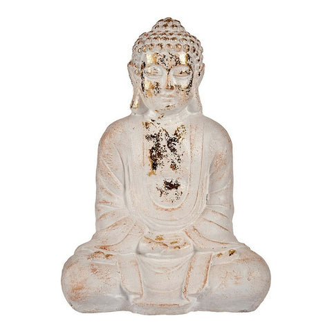 Dekorative Gartenfigur Buddha Gold Weiß Polyesterharz (17 x 37 x 26 cm)