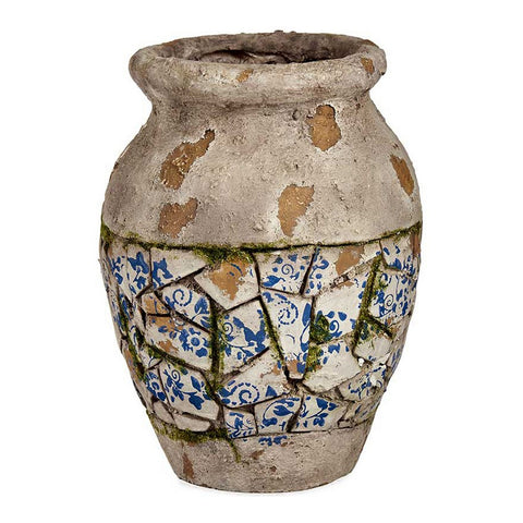 Dekorative Gartenfigur Vase Antiker Finish Polyesterharz (25 x 32,5 x 25 cm)