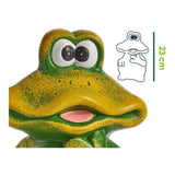 Dekorative Gartenfigur Frosch aus Keramik grün (12,5 x 22,5 x 16 cm)