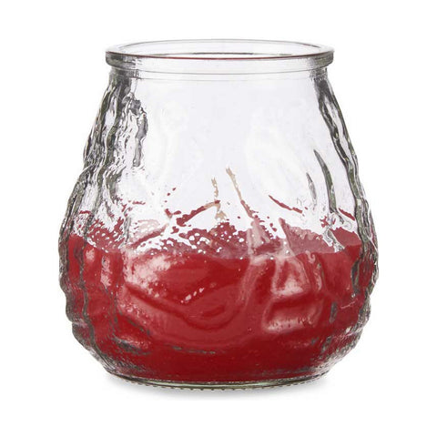 Kerze Geranie Rot Durchsichtig Glas Parafin (9 x 9,5 x 9 cm)