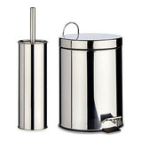 Mülleimer mit Pedal und WC-Bürstenhalter Stahl 5L Silberfarben