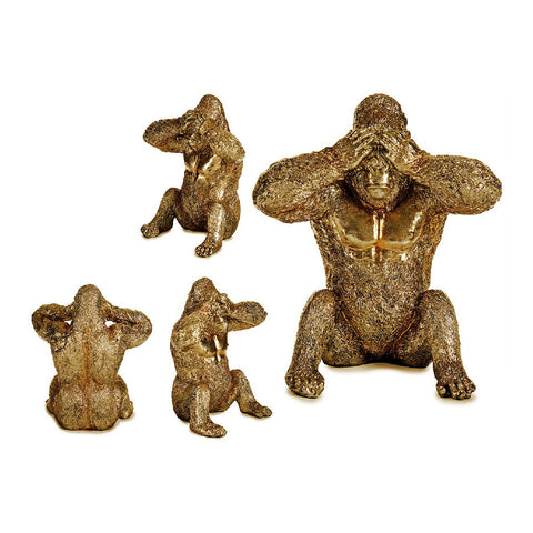 Deko-Figur Gorilla Gold Harz (9 x 18 x 17 cm)