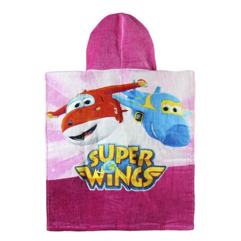 Super Wings rosafarbenes Poncho-Kapuzenhandtuch